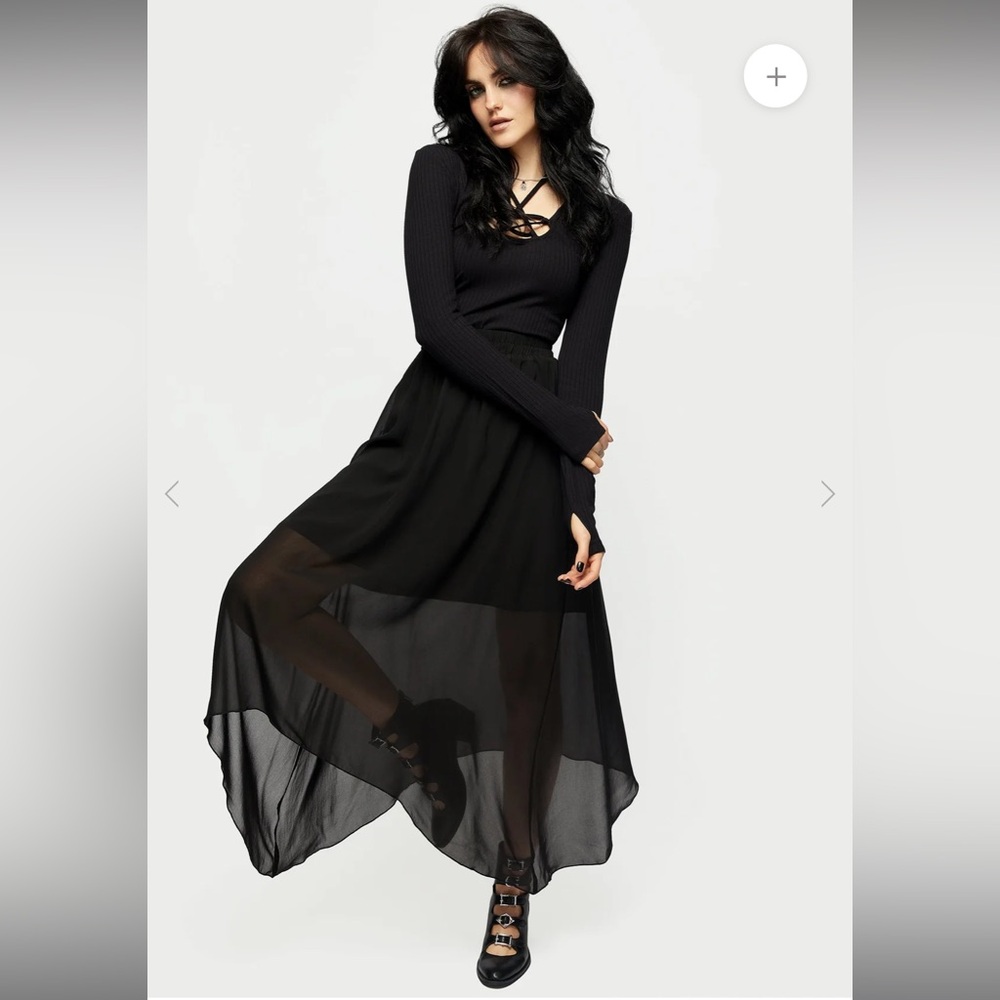 Disturbia Black Flowy Mini Chiffon Skirt